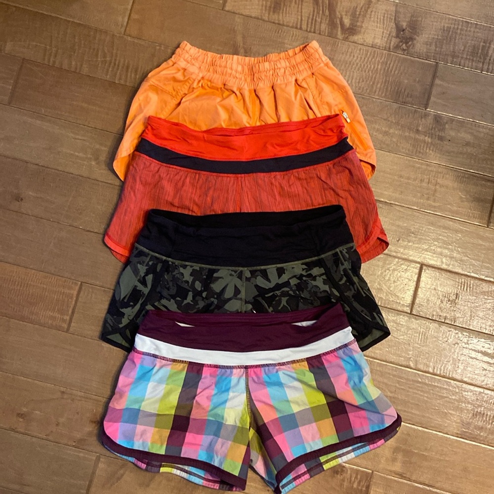 4 pairs of lululemon athletic shorts.